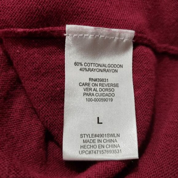 Leighton Burgundy Sweater Oversized Baggy Side Slits Scoop Neck Soft Size Large - Picture 5 of 11